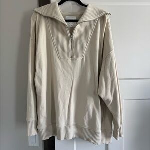 Aerie Cream Half Zip Sweater